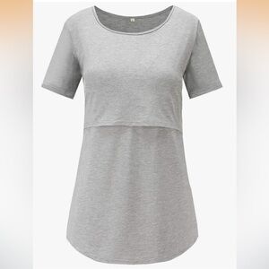 Nursing breastfeeding or pumping gray T-shirt